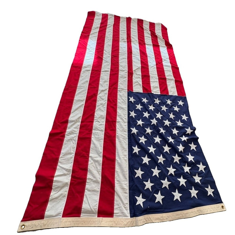 Vintage Valley Forge BEST 50 Star American Flag Cotton Bunting 4.5X9 Ft